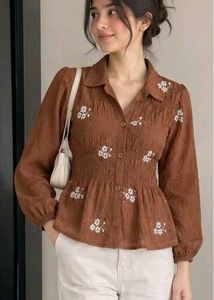 Brown Top peplum