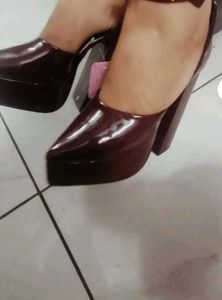 Burgundy Marry Platform Heels