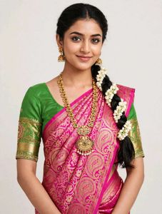 Beautiful Pink Silk Saree with Gold Border