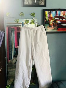 White Track Pants with Black Side Stripes