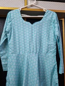 Chic Sky Blue Printed Kurti Set with pant