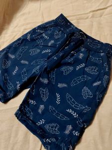 kids Blue Leaf Print Shorts