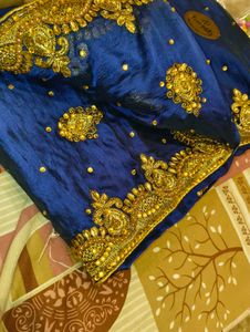 Royal Blue Embellished Saree