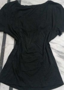 Black lace trim v-neck top