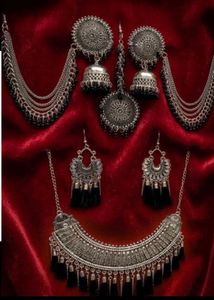 Navratri set of 10 Oxidized Silver jewellery se