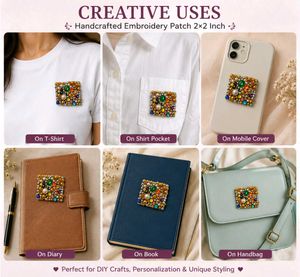 Handcrafted Beaded Embroidery Patch 2×2 Inch |