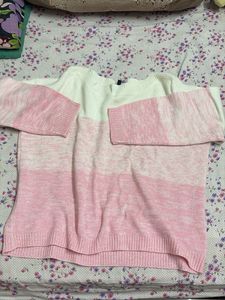 Pink & White Color Block Sweater