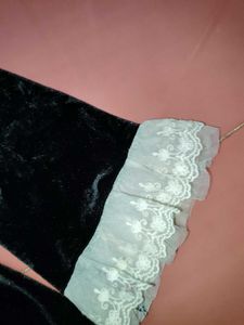 Black Gothic Velvet Lace Trim Shrug / Top