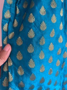 Elegant Teal Banarasi Brocade Kurta:UNUSED