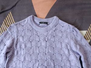Lilac Cropped Knit Sweater