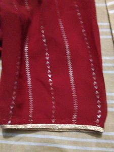 Elegant Red Kurta with black border size m