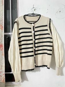Chic Striped Knit Cardigan
