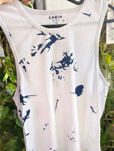 Shein White Abstract Print Tank Top