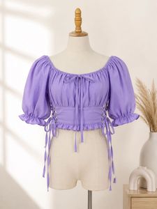 Cute Lavender Puff Sleeve Top
