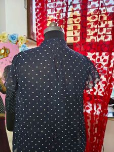 Navy Blue Polka Dot Top
