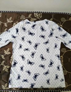 White Butterfly Print Top