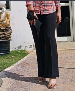 Black Trouser Bootcut Pant For Women's (High Waist/ High Raise)