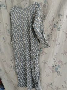 Grey Geometric Print Kurta