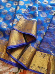 Royal Blue Silk Saree with Gold Motifs
