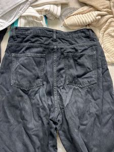 Black Wide Leg Jeans with Frayed Hem