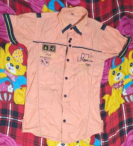 Kids' Orange Short-Sleeve Button-Down