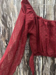 Sheer Red Heart Dot Blouse