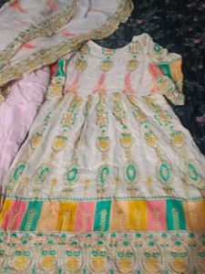 Frock Suit With Salwar and heavy Dupatta