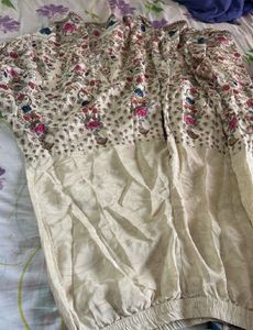 Champagne Gold Printed Crepe Silk Sharara Set
