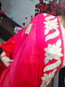 Beautiful Saree Two Colour Orange Nd Pink