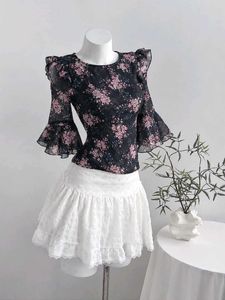 Floral Bell Sleeve Sheer Top