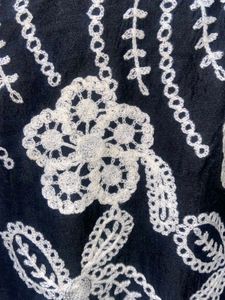 Boho Black Embroidered Crop Top