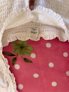 White Smocked Square Neck Crop Top