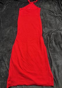 Red Halter Neck Maxi Dress