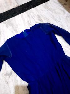 Y2k Elegant Royal Blue Anarkali Gown