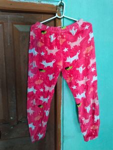 length 34,Cozy Pink Fox Print Pajama Pants