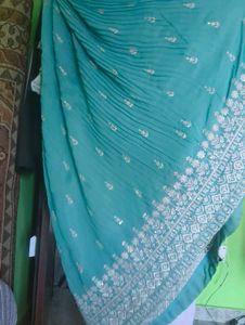 Embellished Teal Crop Blouse