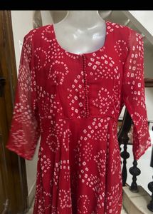 Elegant Red Printed Kurta with Palazzo