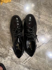 London Rebel Black Patent Lace-Up Shoes