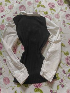 savana newme black academia collar shirt top
