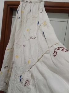 New Boho Embroidered Tiered Maxi Skirt