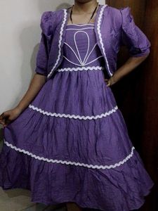 Purple Ethnic Kurta with White Trim