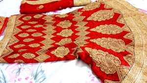 Red &amp; Gold Embroidered Lehenga Choli