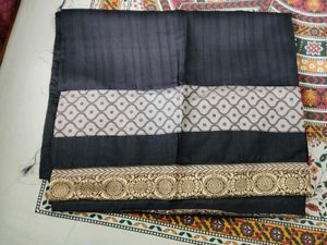 Elegant Black Saree with Gold Border Zari work