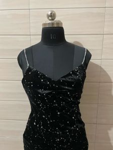 imported Sparkling Starry Night Velvet Mini Dress