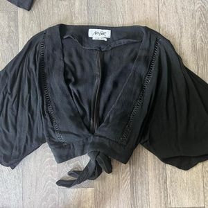 Cropped Tie Back Blouse