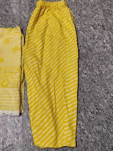 New Yellow Printed Kurta Set with Dupatta