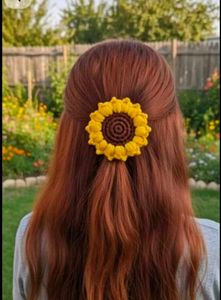 Handmade Crochet Sunflower Hair Clip