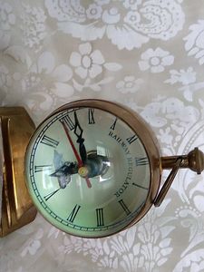 Vintage Brass Ship's Chronometer &amp; Compass Set