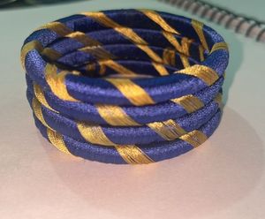 Blue &amp; Gold Thread Bangles (Set of 4)