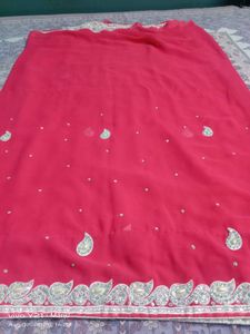 Pink Saree with Sequins and Border